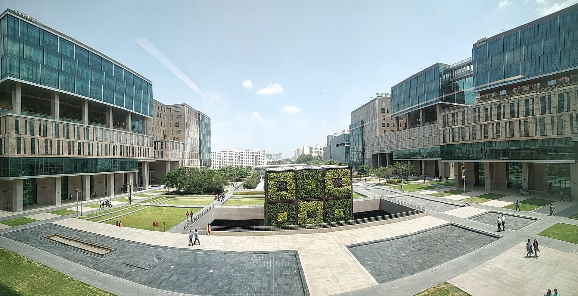 Glass office buildings at RMZ Ecoworld on the Outer Ring Road in Bellandur, Bengaluru.
